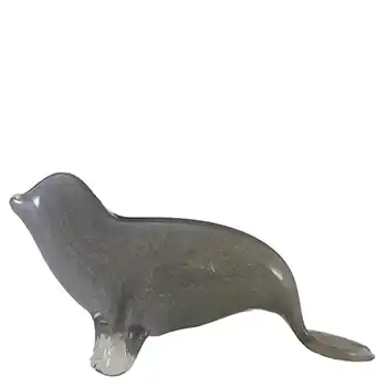 (image for) Wedgwood Speckled Grey Glass Seal Paperweight - Marked