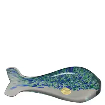 (image for) Wedgwood Green + Blue Glass Fish Paperweight - Marked