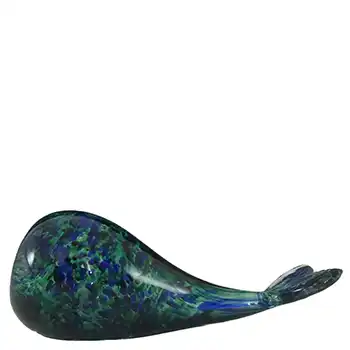 (image for) Wedgwood Green + Blue Glass Whale Paperweight RSW234