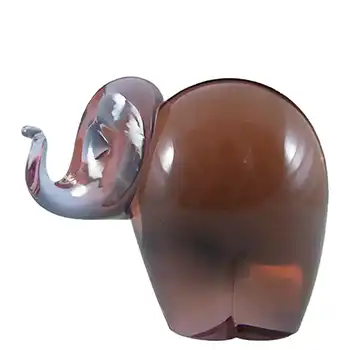 (image for) Wedgwood Lilac/Pink Glass Elephant Paperweight - Marked