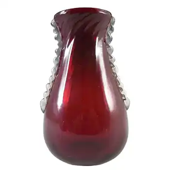 (image for) Whitefriars #9420 1950's Ruby Red Glass 4.25" Flanged Vase