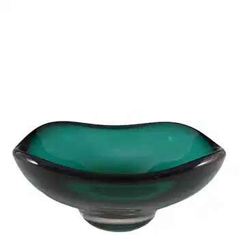 (image for) Whitefriars #9517 Cased Green Four Sided Glass Bowl