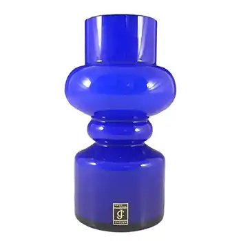 (image for) Lindshammar / JC Blue Hooped Glass Vase by Gunna Ander