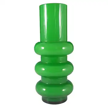 (image for) Ryd Glasbruk Swedish / Scandinavian Green Glass Hooped 10.5" Vase