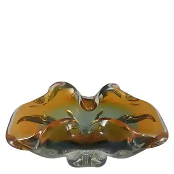 (image for) Chřibská Mid Century Czech Blue & Orange Glass Bowl