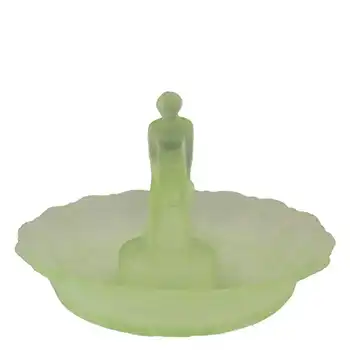 (image for) Sowerby Art Deco Uranium Glass Nude Lady Centerpiece Set