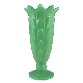 (image for) Art Deco 1930's Jade Green Pressed Glass Vase