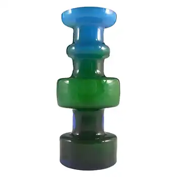 (image for) Ekenas Blue + Green Glass Vase Signed John-Orwar Lake