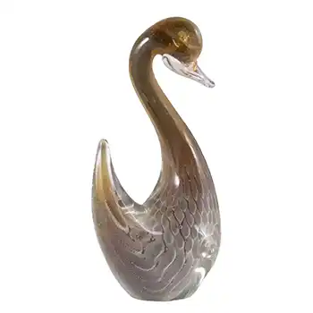 (image for) FM Konstglas/Ronneby Brown Fumato Glass Swan/Bird - Label
