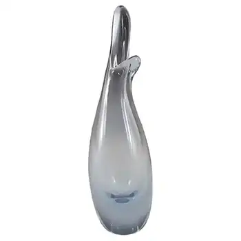 (image for) Holmegaard #15272 Per Lutken Blue Glass 'Duckling' 6.5" Vase - Signed