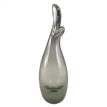 (image for) Holmegaard #15272 Per Lutken Smoky Glass 'Duckling' 6.25" Vase - Signed