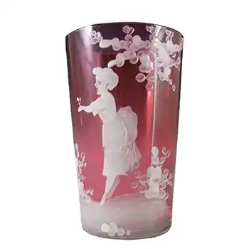 (image for) Mary Gregory Bohemian Hand Enamelled Glass Vase/Tumbler