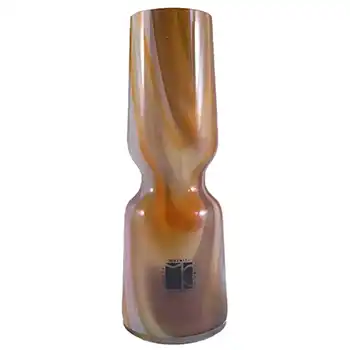 (image for) Carlo Moretti Marbled Brown & White Murano Glass Vase