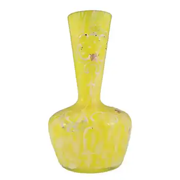 (image for) Welz Bohemian Lemon Yellow & White Spatter Glass Vase