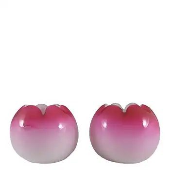 (image for) Pair of Victorian Pink & White Glass Rose Bowls