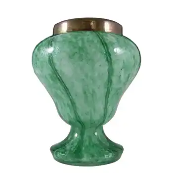 (image for) Welz Czech Green Aventurine Glass 'Vertical Stripes' Vase