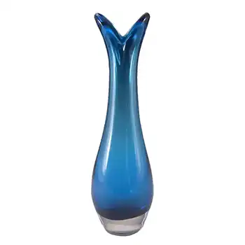 (image for) Whitefriars #9556 Kingfisher Blue Cased Glass Beak Vase