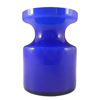 (image for) Alsterfors #S5014 Blue Cased Glass Vase Signed P. Ström '67