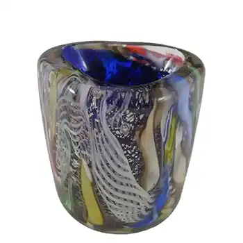 (image for) AVEM Murano Zanfirico Bizantino / Tutti Frutti Blue Glass Vase