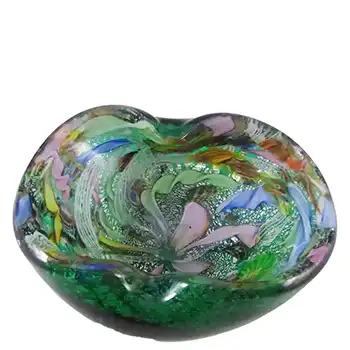 (image for) AVEM Murano Zanfirico Bizantino / Tutti Frutti Green Glass Bowl