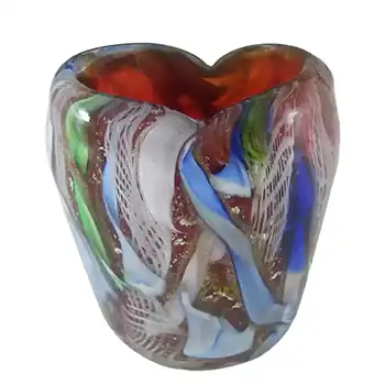(image for) AVEM Murano Zanfirico Bizantino / Tutti Frutti Red Glass Vase