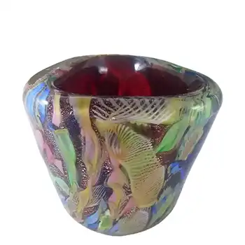 (image for) AVEM Murano Zanfirico Bizantino / Tutti Frutti Red Glass Vase