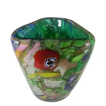 (image for) AVEM Murano Zanfirico Bizantino / Tutti Frutti Green Glass Vase