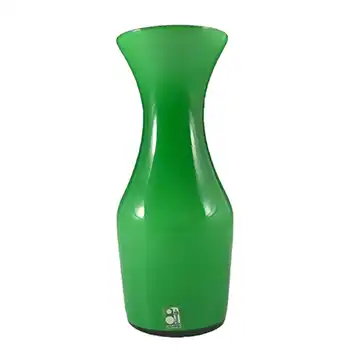 (image for) Alsterfors 1970's Scandinavian Green Cased Glass 7.75" Vase - Labelled