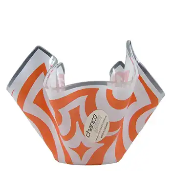 (image for) Chance Brothers Orange Glass 'Psychedelic' Handkerchief Vase
