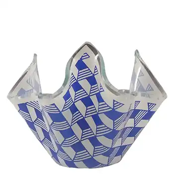 (image for) Chance Brothers Blue Glass 'Carré/Escher' Handkerchief Vase