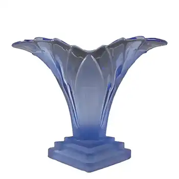 (image for) Walther & Söhne 6.5" 1930's Art Deco Blue Glass 'Greta' Vase