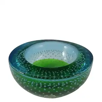 (image for) Galliano Ferro Murano Green & Blue Glass Bullicante Bowl