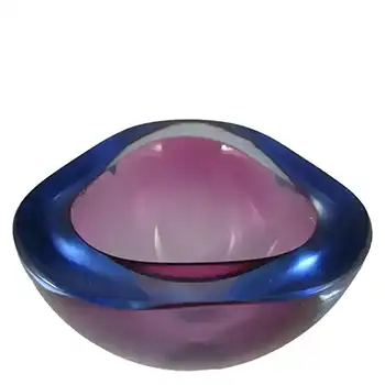(image for) Murano Geode Pink & Blue Sommerso Glass Triangle Bowl