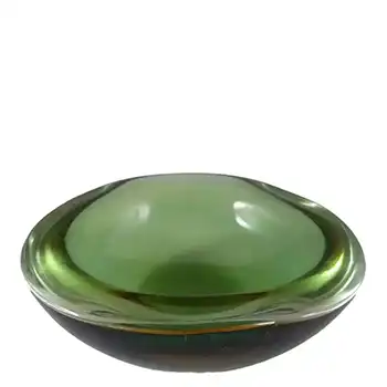(image for) Murano Geode Green & Amber Sommerso Glass Triangle Bowl