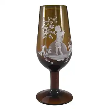 (image for) Mary Gregory Bohemian Hand Enamelled Amber Glass Goblet