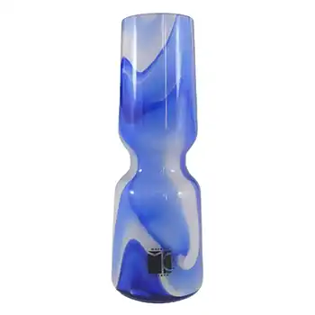 (image for) Carlo Moretti Marbled Blue & White Murano Glass Vase