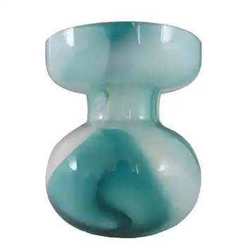 (image for) Carlo Moretti Marbled Turquoise & White Murano Glass Vase
