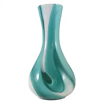 (image for) Carlo Moretti Marbled Green & White Murano Glass Vase