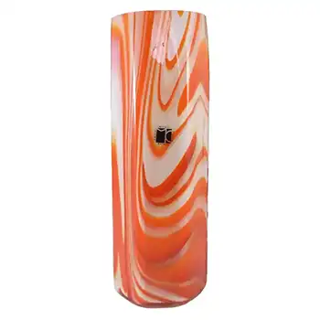 (image for) Carlo Moretti Marbled Red & White Murano Glass Vase - Label