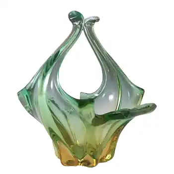 (image for) Cristallo Venezia CCC Murano Green & Amber Sommerso Glass Bowl
