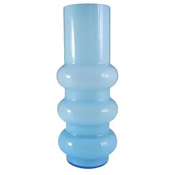 (image for) Ryd Glasbruk Swedish / Scandinavian Blue Glass Hooped 11.5" Vase