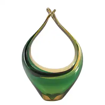 (image for) Murano Green/Amber Sommerso Glass Organic Sculpture Bowl