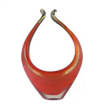 (image for) Murano Red/Amber Sommerso Glass Organic Sculpture Bowl