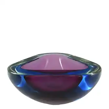(image for) Murano Geode Purple & Blue Sommerso Glass Triangle Bowl