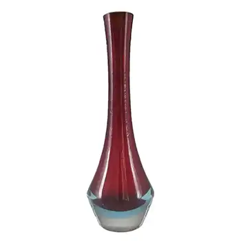 (image for) Murano/Sommerso 1950's Red & Blue Glass Stem Vase