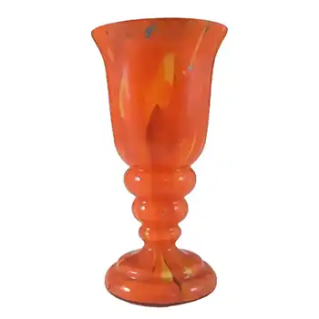 (image for) Czech 1930's Orange & Yellow Spatter/Splatter Glass Vase