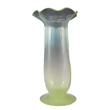 (image for) Victorian 1890's Vaseline Opalescent Uranium Glass Vase
