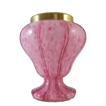 (image for) Welz Czech Pink Aventurine Glass 'Vertical Stripes' Vase #1