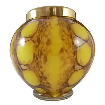 (image for) Franz Welz 1930's Czech Yellow Glass 'Bubbles' Posy Vase
