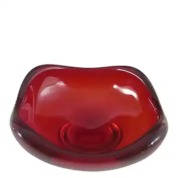 (image for) Whitefriars #9517 Ruby Red Glass Four Sided Bowl